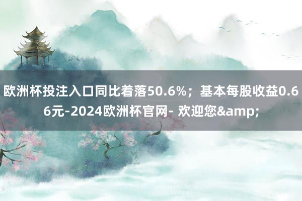 欧洲杯投注入口同比着落50.6%；基本每股收益0.66元-2024欧洲杯官网- 欢迎您&