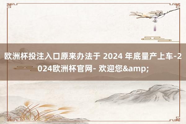 欧洲杯投注入口原来办法于 2024 年底量产上车-2024欧洲杯官网- 欢迎您&