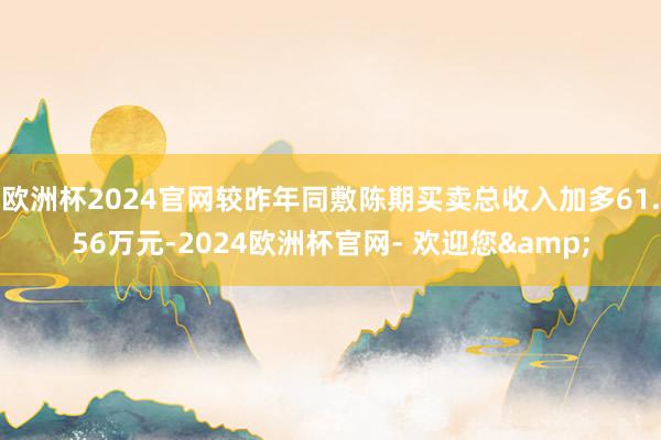 欧洲杯2024官网较昨年同敷陈期买卖总收入加多61.56万元-2024欧洲杯官网- 欢迎您&