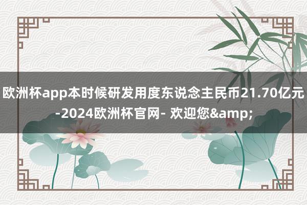 欧洲杯app本时候研发用度东说念主民币21.70亿元-2024欧洲杯官网- 欢迎您&