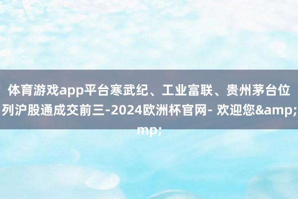 体育游戏app平台  寒武纪、工业富联、贵州茅台位列沪股通成交前三-2024欧洲杯官网- 欢迎您& 体育游戏app平台  寒武纪、工业富联、贵州茅台位列沪股通成交前三-2024欧洲杯官网- 欢迎您&