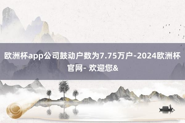 欧洲杯app公司鼓动户数为7.75万户-2024欧洲杯官网- 欢迎您&
