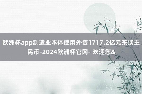 欧洲杯app制造业本体使用外资1717.2亿元东谈主民币-2024欧洲杯官网- 欢迎您&